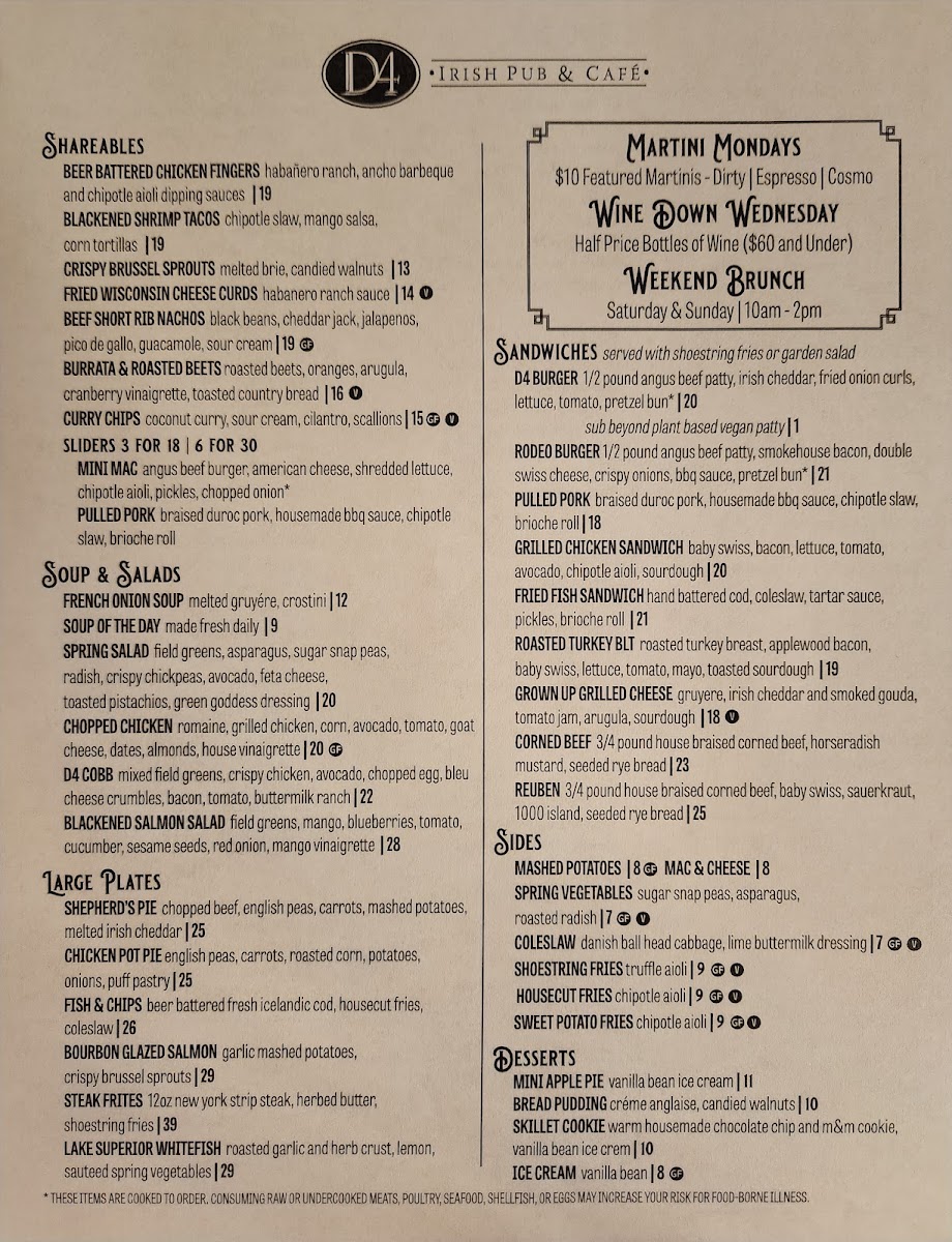 D4 Irish Pub & Cafe Menu - Image 4